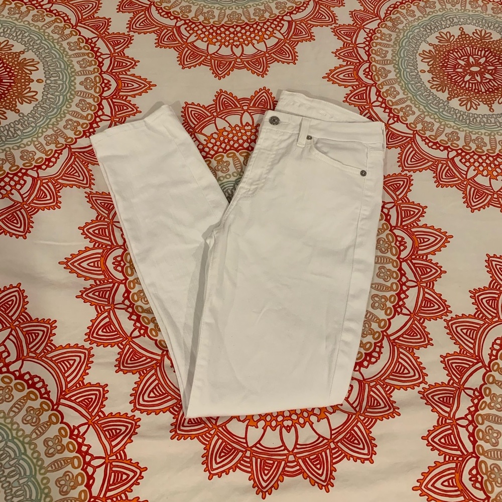 7 for All Mankind White Skinny Jeans